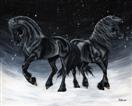 Snow Dance - Friesian Horse Painting
