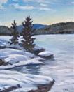 Original Oil Painting of Winter Lake