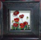 'Peppy Poppy Bunch' by Karla Nolan, framed painting on glass