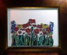 'Flower Field' by Karla Nolan, framed painting on glass