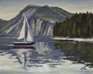 Original Oil Painting of Sailboat on Pend Oreille Lake