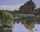 Original Oil  Landscape of  River and Trees