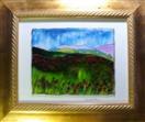 'Tuscan Valley Vista' by Karla Nolan, framed painting on glass, s&h incl. N. America