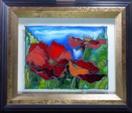 'Poppies of Iceland' by Karla Nolan, framed painting on glass, incl. s&h in N. America