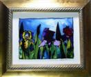 'Iris Field' by Karla Nolan, framed painting on glass, s&h incl. N. America