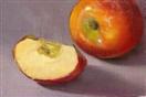 Apple with Slice, 6x4, oil on linen on panel, $79