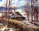'Hillside Sugar House' oil on board, 8 x 10