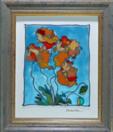 Salmon Icelandic Poppies, painting on glass