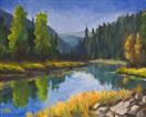 Original Oil Painting of River Landscape in Autumn