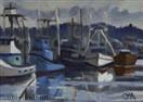 Oil Painting of Newport Harbor Boats