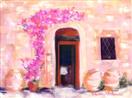 'Rocca D'Orcia, Italy, Trattoria', pastel painting