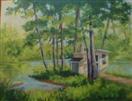 Larry's Finnish Sauna oil painting