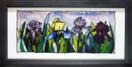 'The Four Irises' (Iris number three) by Karla Nolan, framed painting on glass, incl. s&h in N. Amer