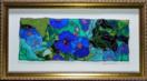 'More Dew on Morning Glories', framed painting on glass, s&h incl. in N. America