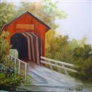 Red Bridge oil landscape
