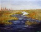 Marsh over Bridge City with Egret oil painting