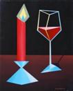 Daily Painter - Abstract Glass of Wine by Candle Light - Original Oil and Acrylic Art - Painting a D