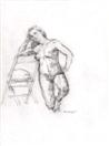 Young Nude Female Model Kneeling on One Knee