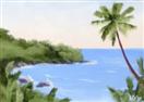 Daily Painter - Hawaiian Coast with Palm Trees #2 - Original Oil and Acrylic Art - Painting a Day by
