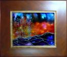 'Fiery Twilight' by Karla Nolan, framed painting on glass