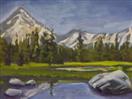 Origianl Oil Painting of Lake and Mountains