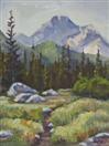 Original Oil Landscape of Mountain Trail