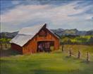 Original Oil Landscape of Old Red Barn by Cheryl Ratcliff