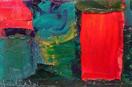 'Red Door Welcome' by Karla Nolan, palette knife oil painting on canvas