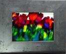 'Poppies in Abstract' by Karla Nolan, framed painting in glass