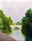 'The Cher River From Chateau de Chenonceau', by Karla Nolan, palette knife/brush oil painting, linen