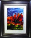 'Three Sisters, Arches National Monument, Utah' by Karla Nolan, framed painting on glass