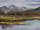 Original Oil Landscape of Mountains and Marsh in Spring by Cheryl Ratcliff