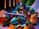 Daily Painters Blog - The Sitar Player - Abstract Futurism - A Painting a Day - Original Oil and Acr