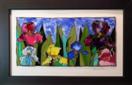 'Iris in Spring' by Karla Nolan, framed glass painting