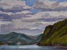 Original Oil Landscape of Clouds, Mountains and Lake by Cheryl Ratcliff