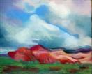 'Red Cliffs, Moody Skies' by Karla Nolan, pastel painting