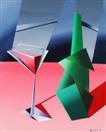 Daily Painters Blog - Abstract Wine Bottle with Glass Still Life Painting - A Painting a Day - Origi