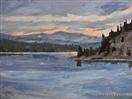 Original Winter Landscape of Sunset Over a Lake by Cheryl Ratcliff