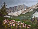 Original Oil Landscape of High Mountains and Wildflowers by Cheryl Ratcliff