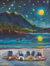Surrealist Painting of A Starry Night by Cheryl Ratcliff