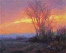 Winter Break Sunset oil daily painting by BECKY JOY