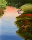 Daily Painters Blog - Flowers on the River at Sunset - A Painting a Day by Northern California Artis