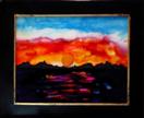 'Sunset Over the Loire River, Amboise, France'  by Karla Nolan, framed glass painting