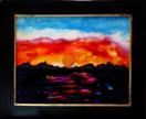 'Sunset Over the Loire River, Amboise, France'  by Karla Nolan, framed glass painting