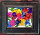 'Plentiful Petunias' by Karla Nolan, framed glass painting