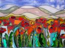 'Springtime = Poppy Time' by Karla Nolan, framed glass painting