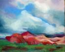 'Red Cliffs, Moody Skies' by Karla Nolan, pastel painting