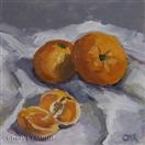 Original Oil Still Life of Tangerines and White Cloth by Cheryl Ratcliff