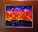 'Western Sunset' by Karla Nolan, framed painting on glass