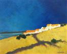 Summer Village, a contemporary acrylic landscape painting by David Edwards